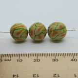 12mm Round Fimo Beads (10) - Yellow Flower on Green