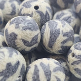 12mm Round Fimo Beads (10) - Zebra Hide