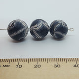 12mm Round Fimo Beads (10) - Black/White Web Design