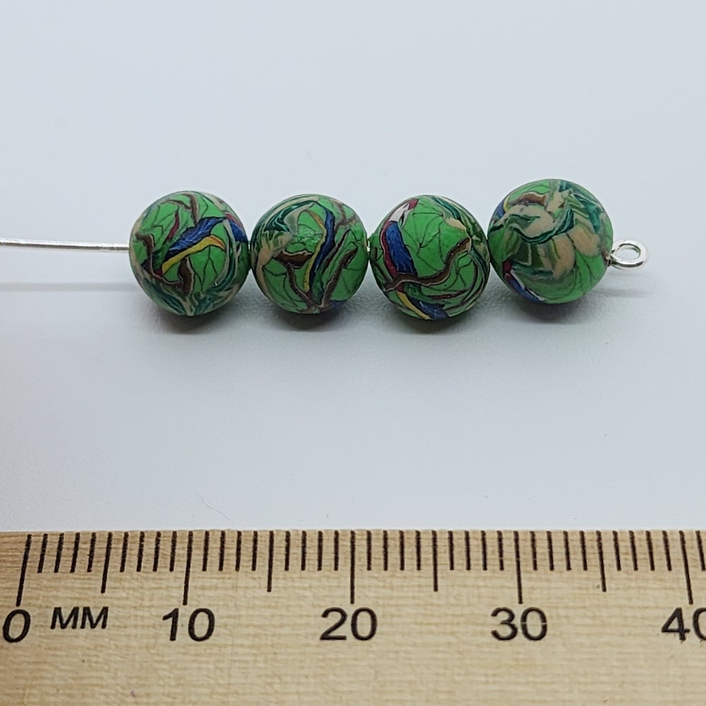 8mm Round Fimo Beads (10) - Parrot