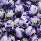 8mm Round Fimo Beads (10) - Psychedelic Purple