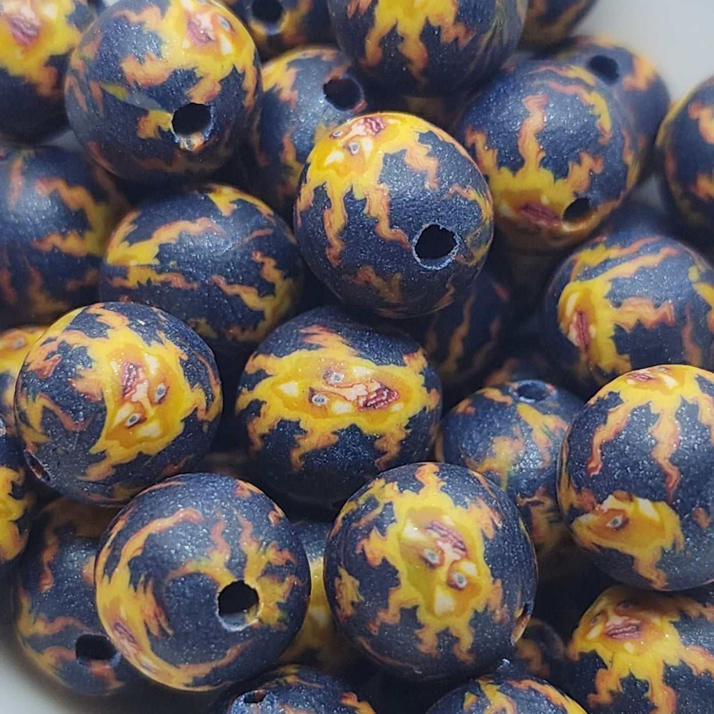 8mm Round Fimo Beads (10) - Sun Face