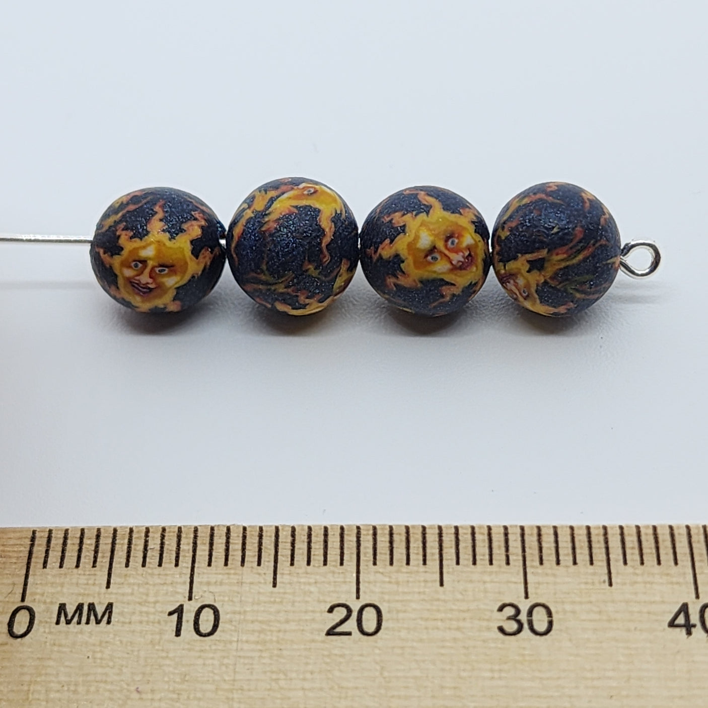 8mm Round Fimo Beads (10) - Sun Face