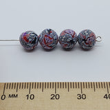 8mm Round Fimo Beads (10) - Stripes w. Flowers