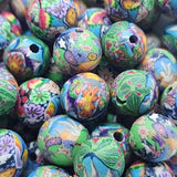 8mm Round Fimo Beads (10) - Sun & Mountains