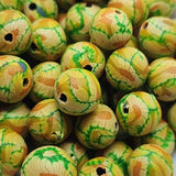 8mm Round Fimo Beads (10) - Yellow Flower on Green