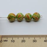 8mm Round Fimo Beads (10) - Yellow Flower on Green