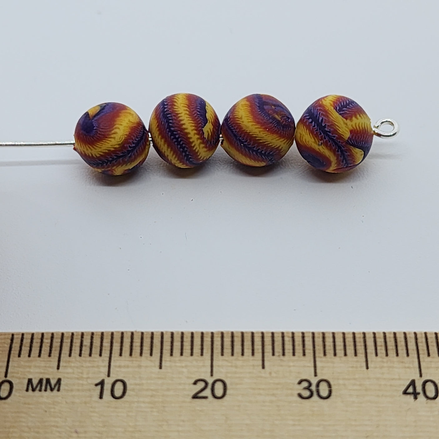 8mm Round Fimo Beads (10) - Tie Dye