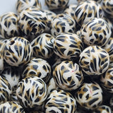 8mm Round Fimo Beads (10) - Animal Print Brown