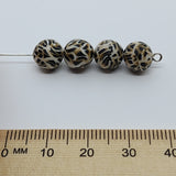 8mm Round Fimo Beads (10) - Animal Print Brown
