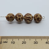 8mm Round Fimo Beads (10) - Giraffe Print