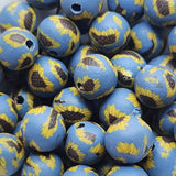 8mm Round Fimo Beads (10) - Sunflower on Blue Background