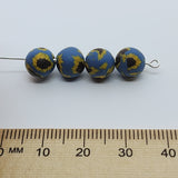 8mm Round Fimo Beads (10) - Sunflower on Blue Background