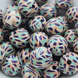 8mm Round Fimo Beads (10) - Animal Print Pastel
