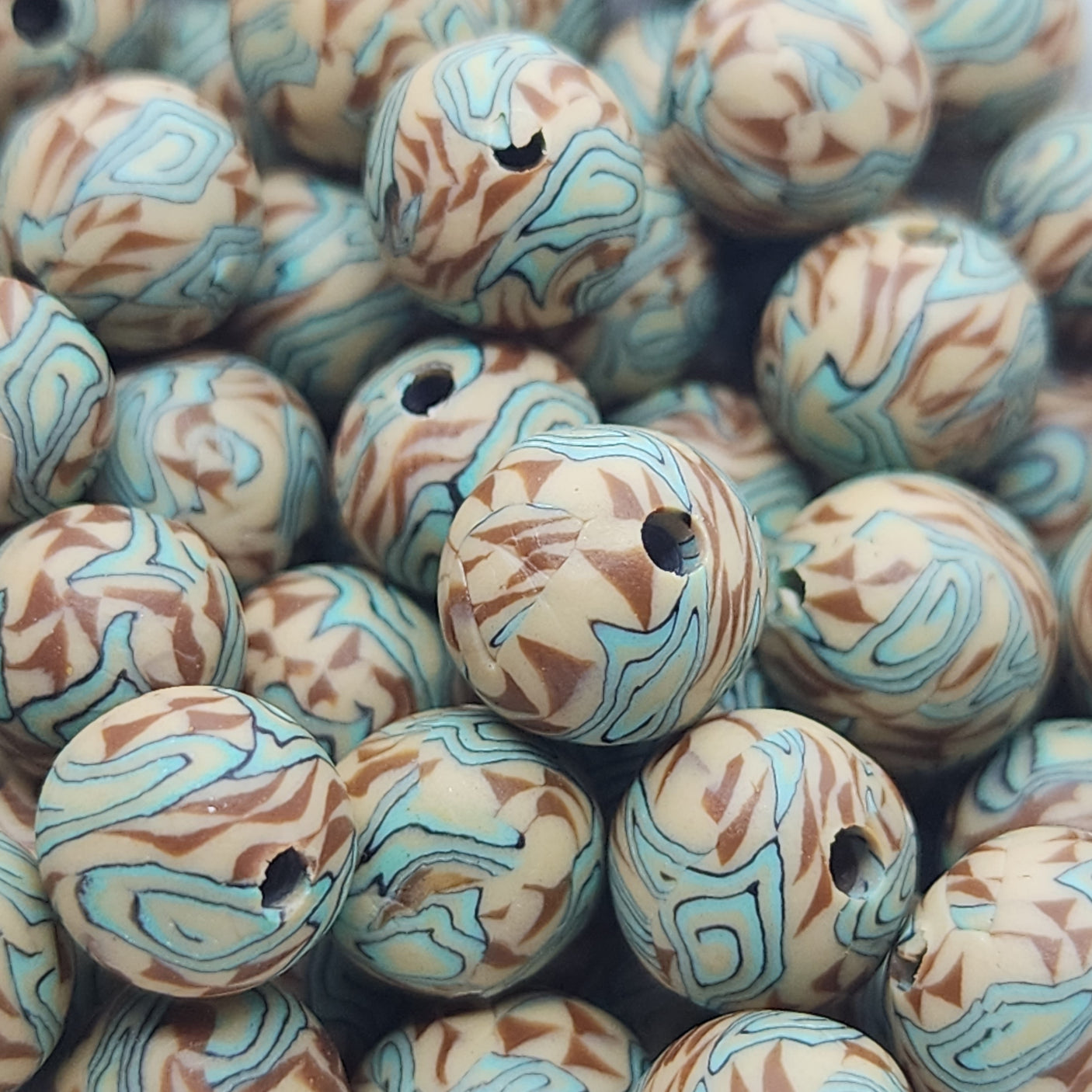 8mm Round Fimo Beads (10) - Aztec