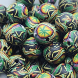 8mm Round Fimo Beads (10) - Cannabis Leaf w. Yin Yang