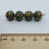 8mm Round Fimo Beads (10) - Cannabis Leaf w. Yin Yang