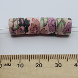 10mm Tube Fimo Beads (10) - Vintage Floral