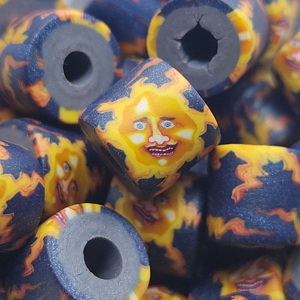 10mm Tube Fimo Beads (10) - Sun Face