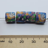 10mm Tube Fimo Beads (10) - Dove w. Moon & Flowers
