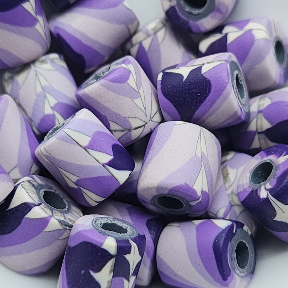 10mm Tube Fimo Beads (10) - Psychedelic Purple
