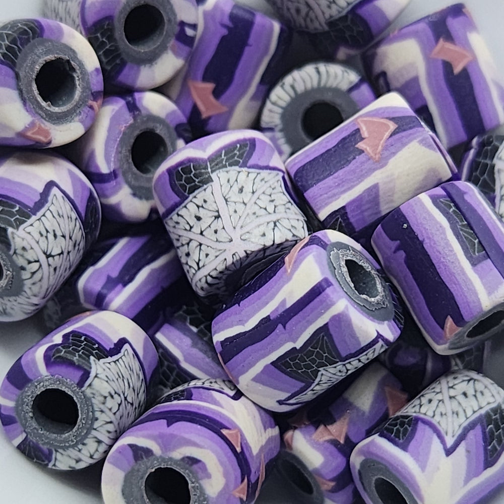 10mm Tube Fimo Beads (10) - Kaleidoscope