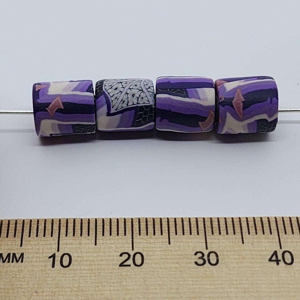10mm Tube Fimo Beads (10) - Kaleidoscope