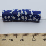 10mm Tube Fimo Beads (10) - White Stars on Blue