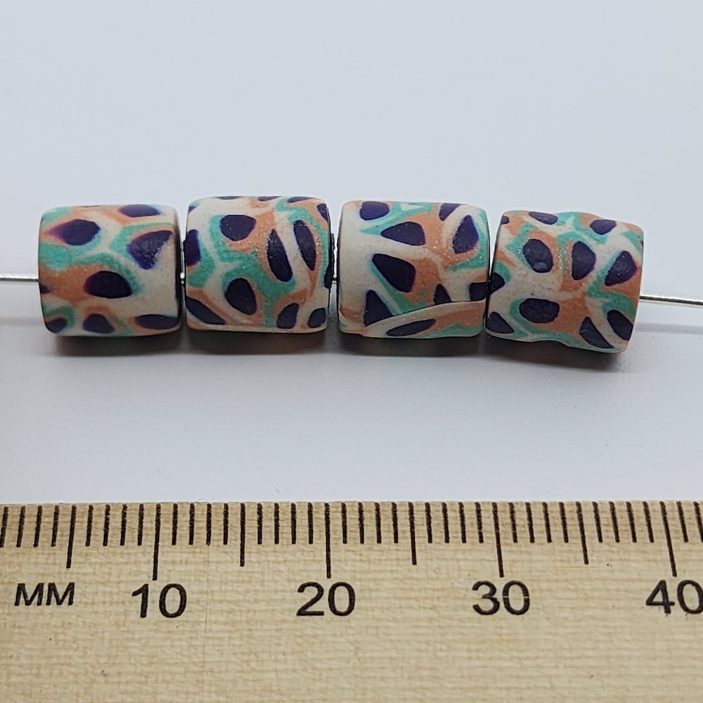 10mm Tube Fimo Beads (10) - Animal Print Pastel