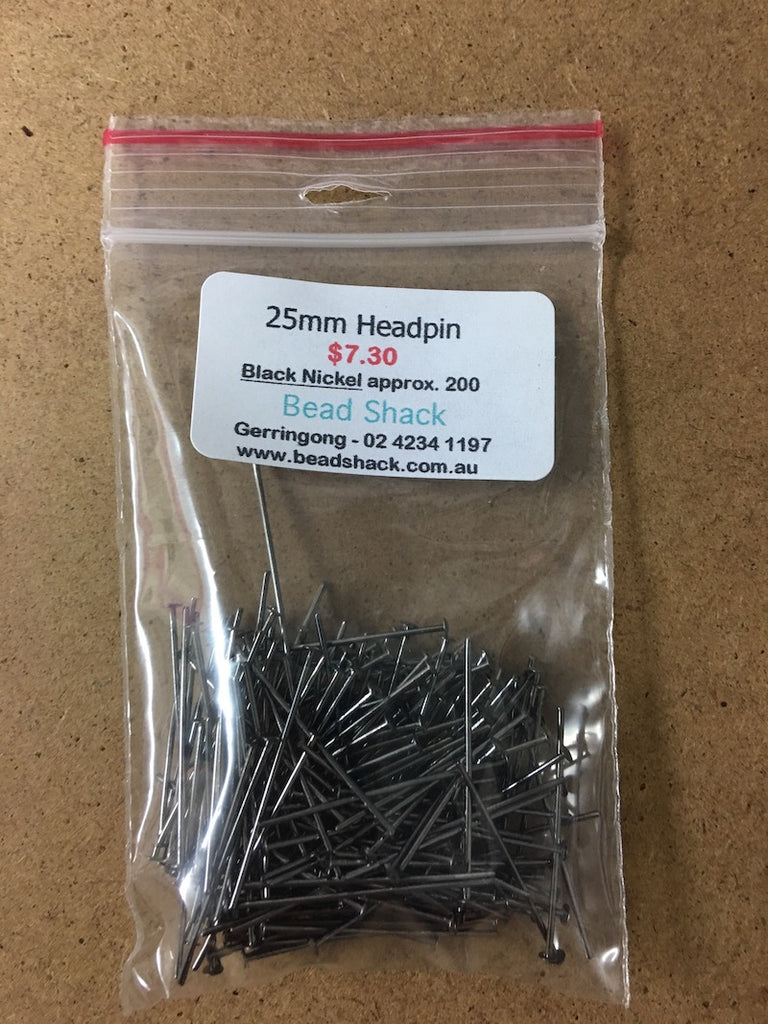 25mm Headpin - Black Nickel - Bead Shack