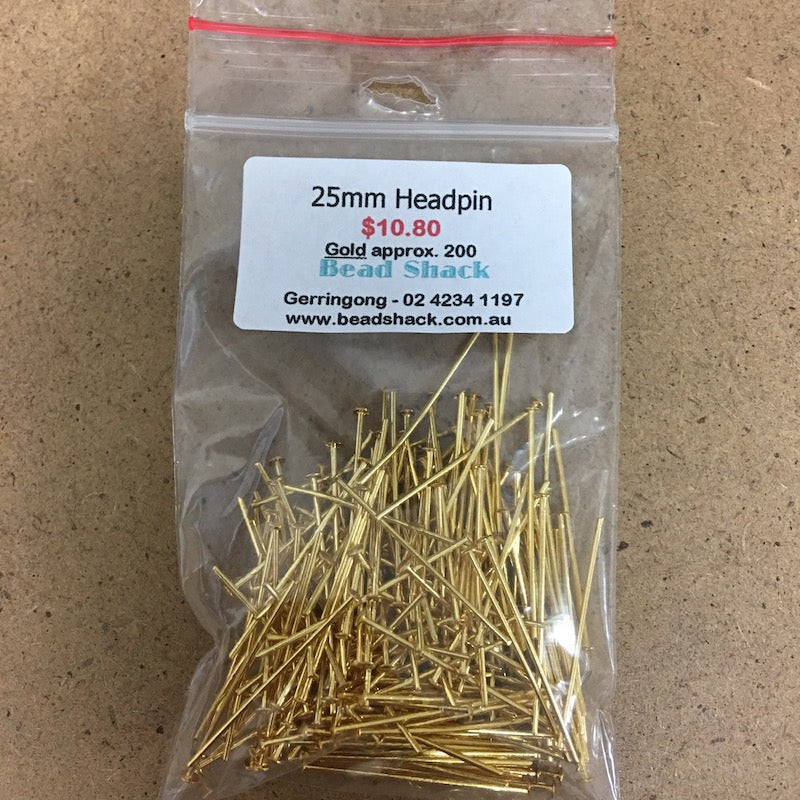 25mm Headpin - Gold