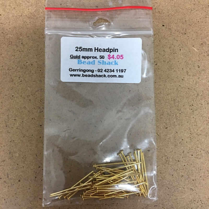 25mm Headpin - Gold