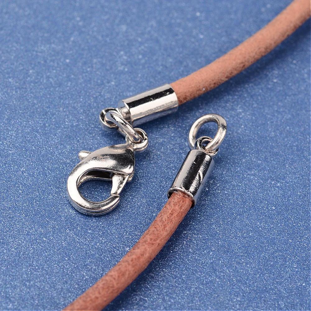 2.5mm Leather Necklace (46cm) - Peru (Light Brown) - Clasp w. Ring