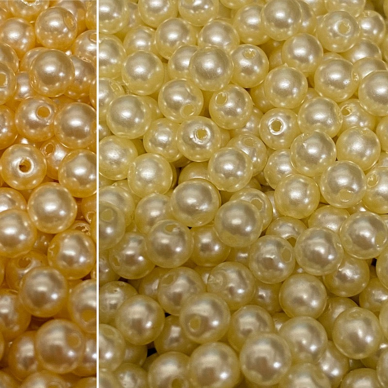 4mm Round (100) - White - Vintage Acrylic Pearls