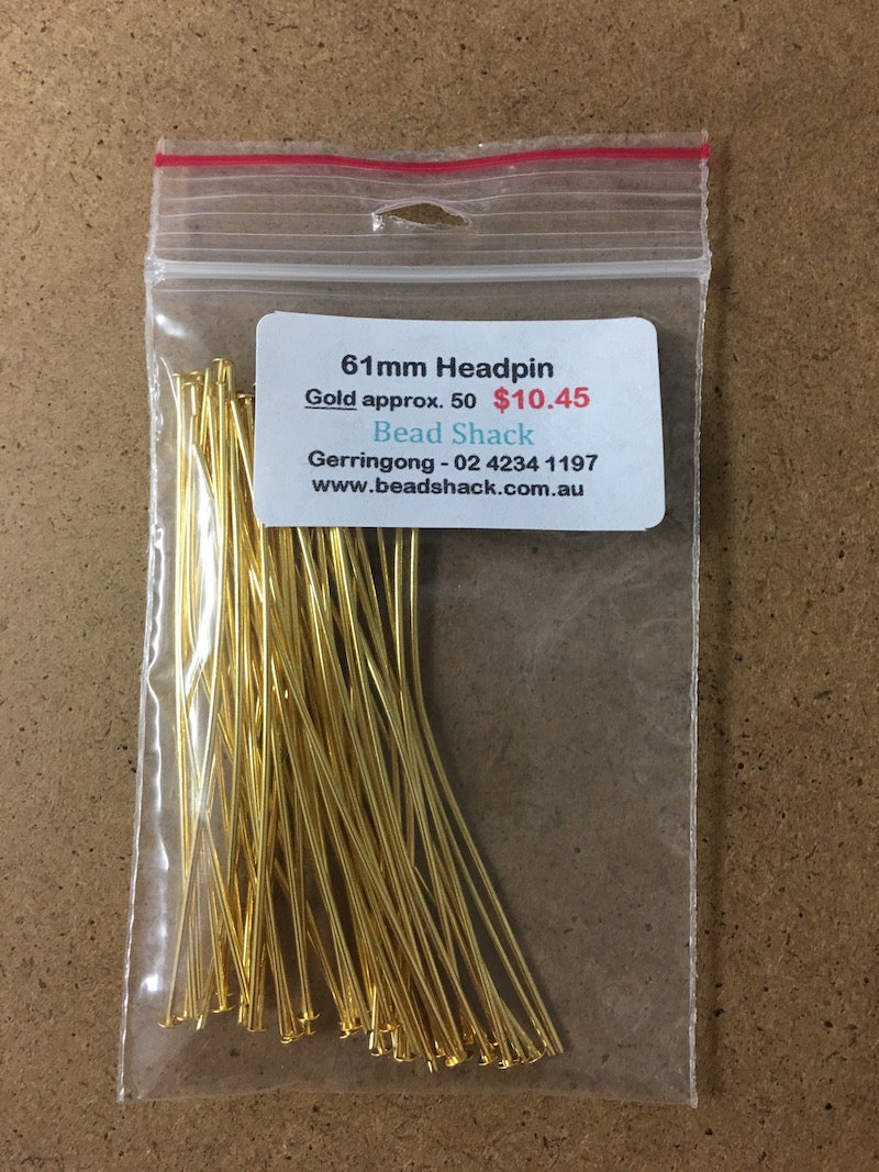61mm Headpin - Gold - Bead Shack