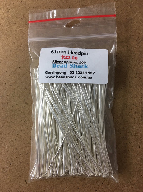 61mm Headpins - Silver - Bead Shack