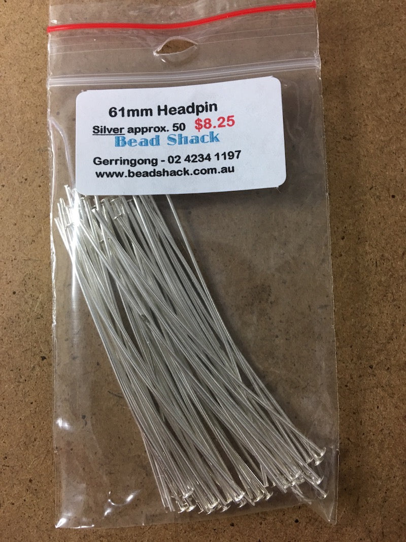 61mm Headpins - Silver - Bead Shack