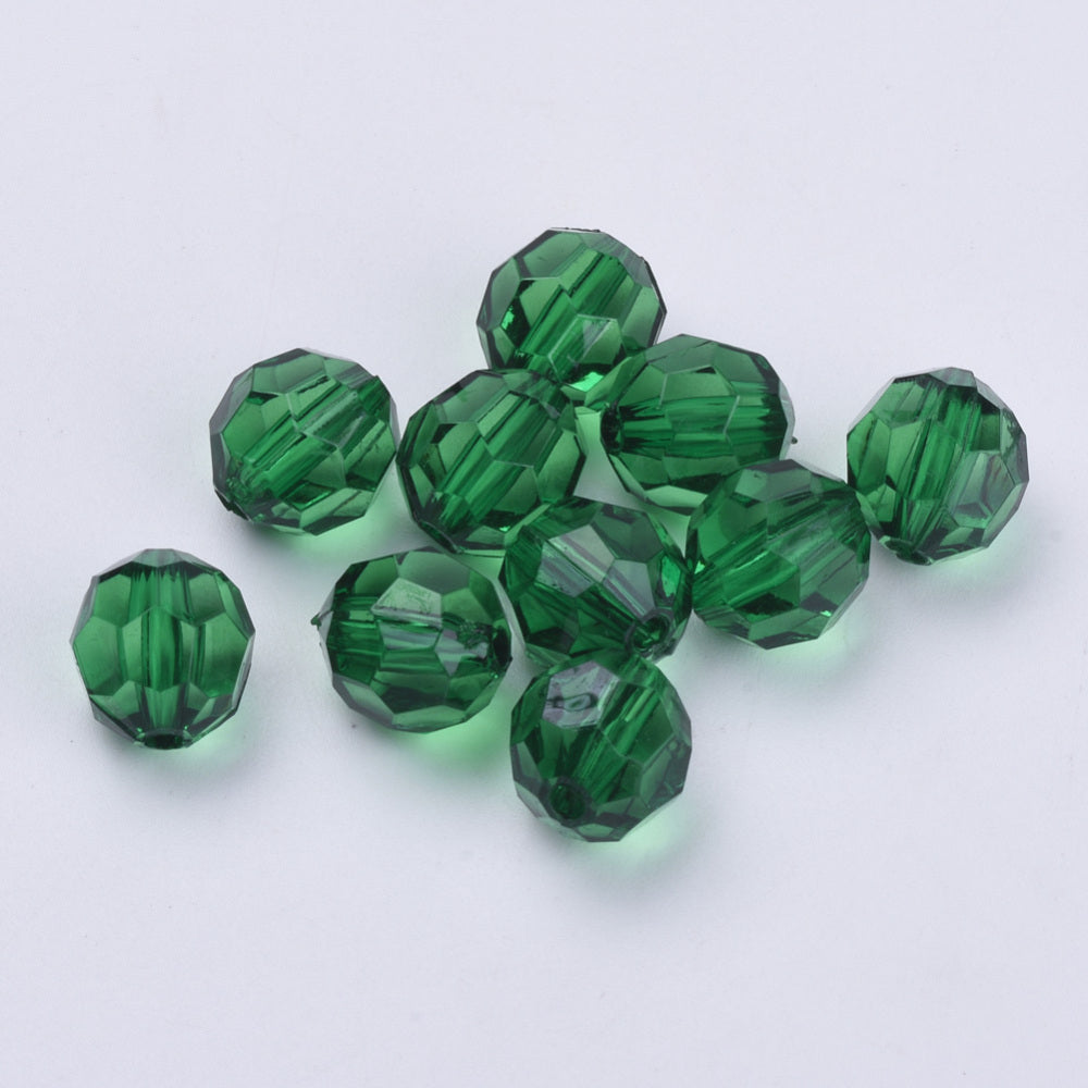 6mm Faceted Beads (100) - Christmas Green