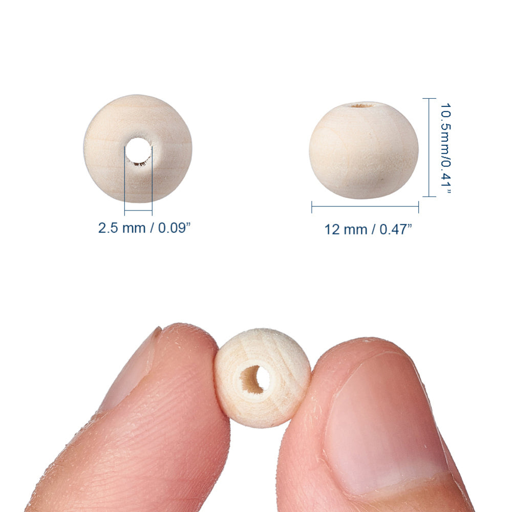 Raw Wood 12mm Round Beads - Bead Shack
