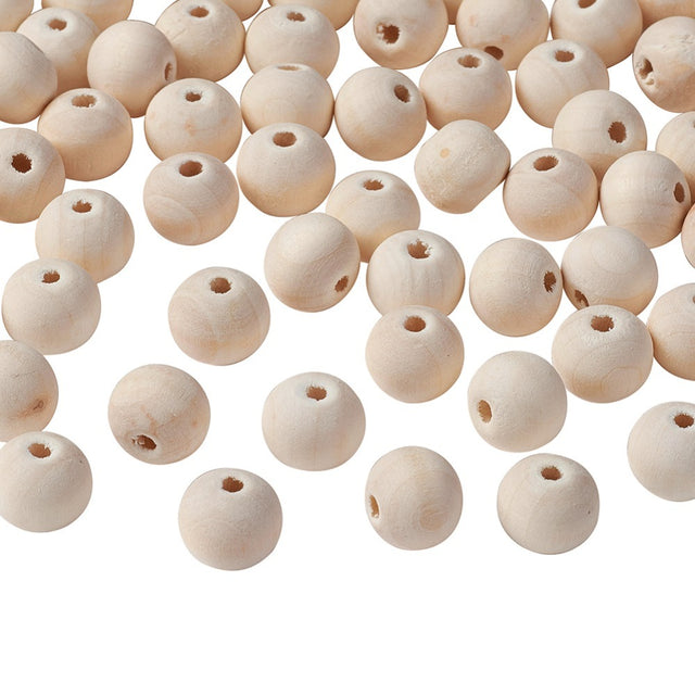 Raw Wood 12mm Round Beads - Bead Shack