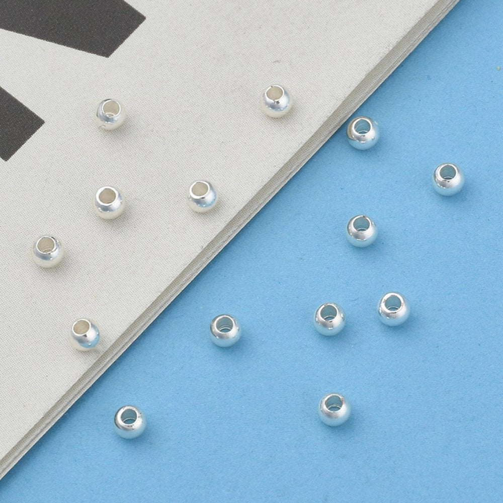 3mm Metal Beads (50) - Silver - Rack & Vacuum Plated