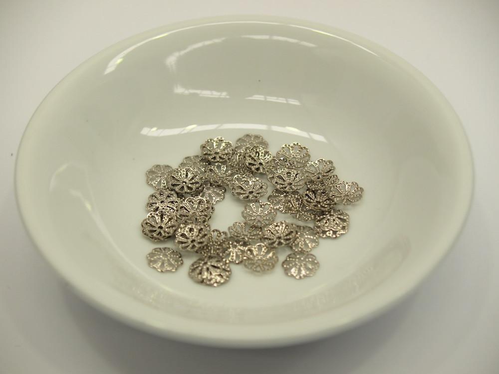 8mm Bead Cap (50) - Nickel - Filigree