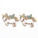 Unicorn Enamel Charm (2) - Light Gold