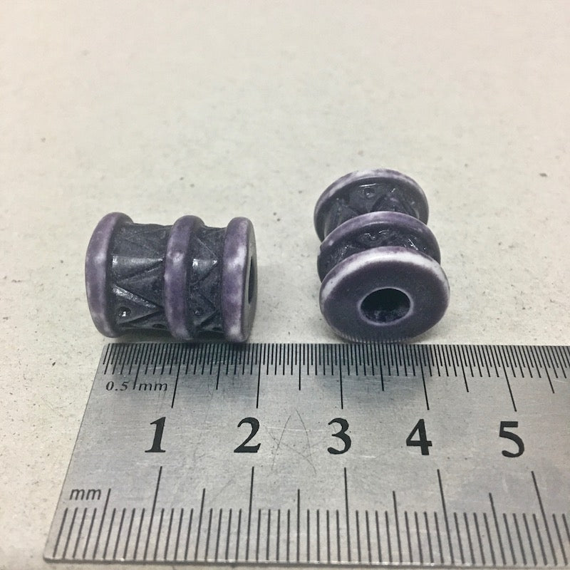 18mm  Tube (10) - Purple - Vintage Lucite Beads