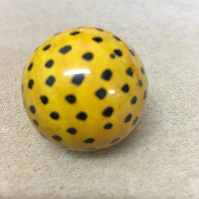 Lacquered Wood 30mm Round Bead - Leopard Print - Bead Shack