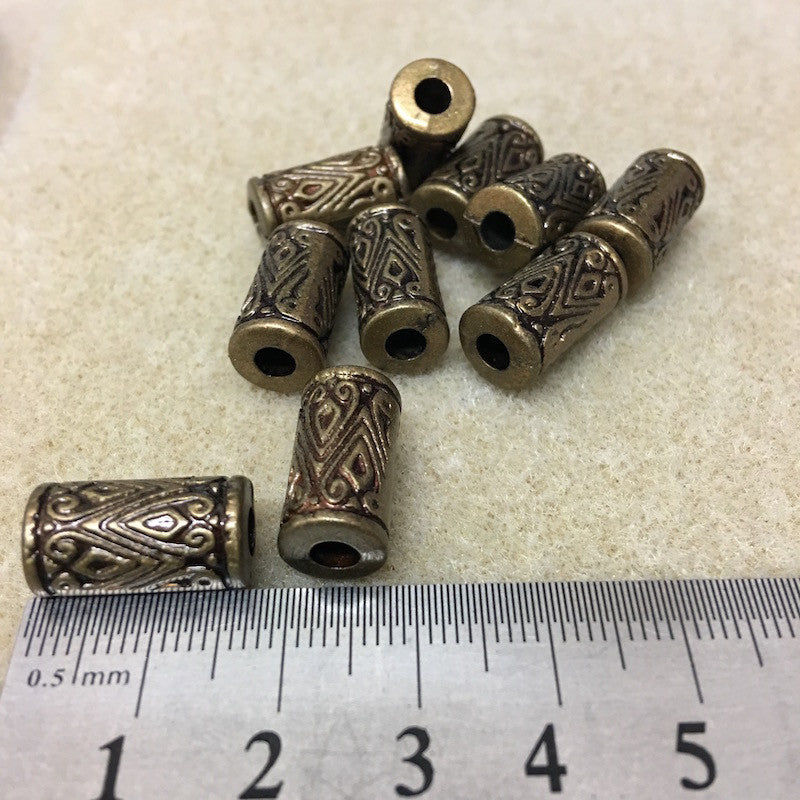 17x9mm Tube (25) - Ancient Gold - Moroccan Style Vintage Beads