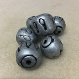 15x15mm Drum w. Teardrops (10) - Antique Silver - Vintage Clay Beads