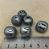 15x15mm Drum w. Teardrops (10) - Antique Silver - Vintage Clay Beads