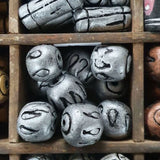 15x15mm Drum w. Teardrops (10) - Antique Silver - Vintage Clay Beads