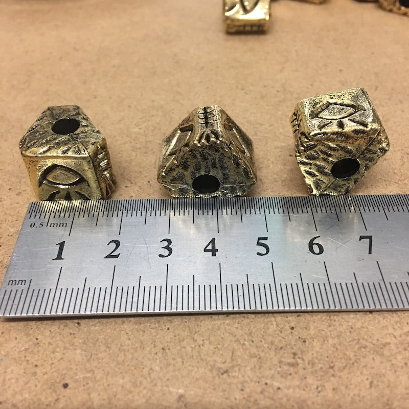 15x20mm Triangle Beads (10) - Gold - Vintage Metalised Beads